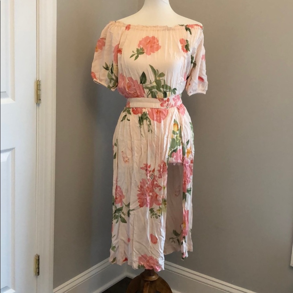 Plum pretty sugar off the shoulder floral romper